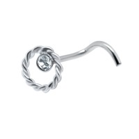 Ring in Stone Silver Curved Nose Stud NSKB-645